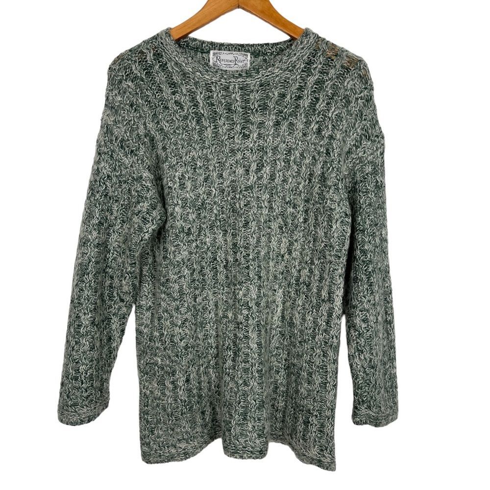 Vintage Silk Mohair Green Minimalist Gorpcore Academia Longline Chunky Sweater